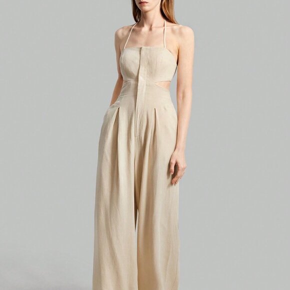 Khaki Sexy Women's Backless Strap Halter Jumpsuit - Picture 8 of 8
